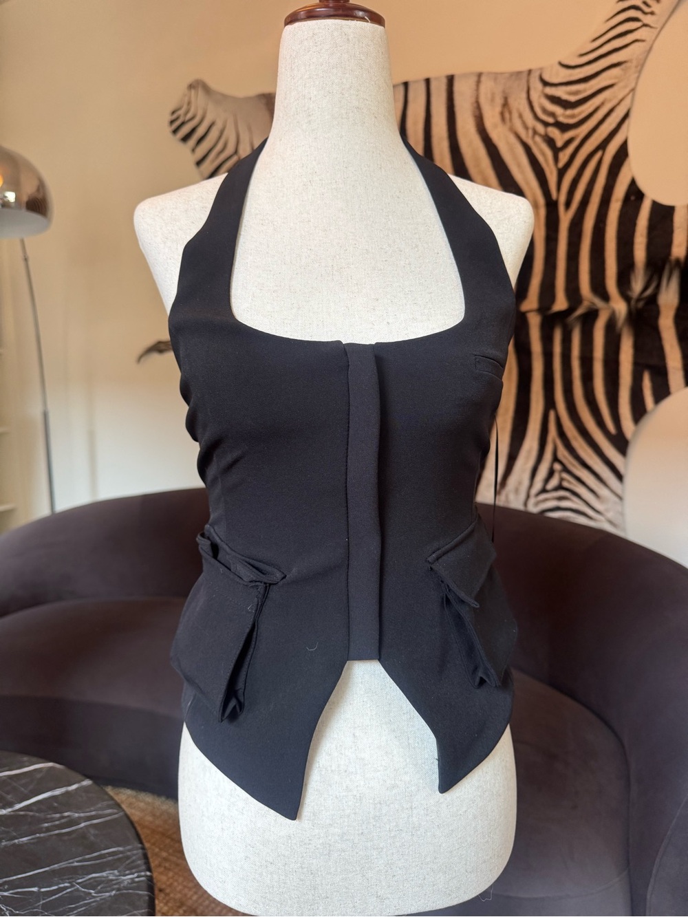 Zara Black Halter Vest Top - Brand: